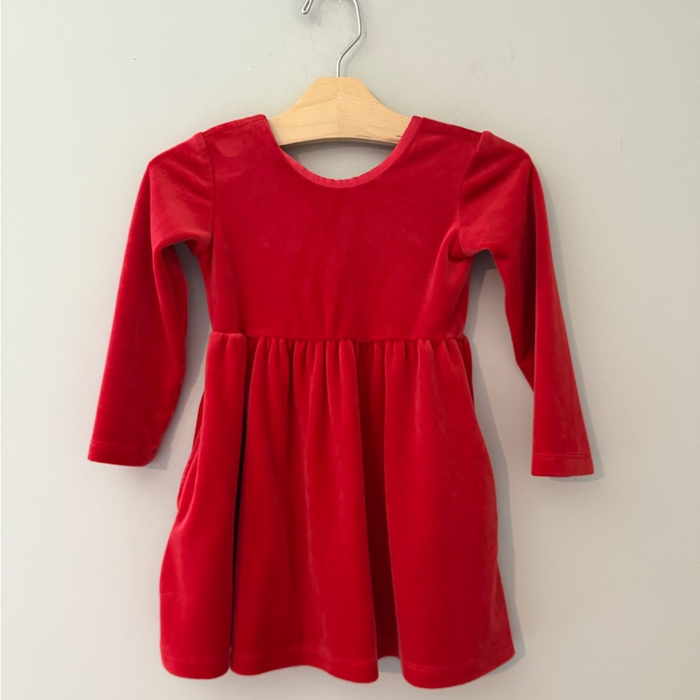 $22 ADD ON Hanna Andersson Velvet Red Dress 3T Zara Holiday mini boden